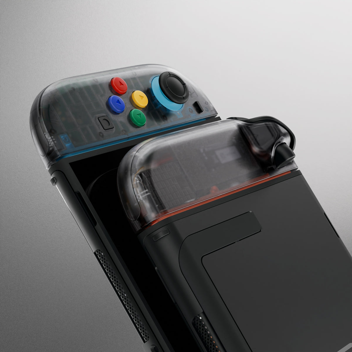 eXtremeRate DIY Replacement Full Set Shell Case with Buttons for Joycon 2 of Nintendo Switch 2 - Essence Version - Clear Slate Black