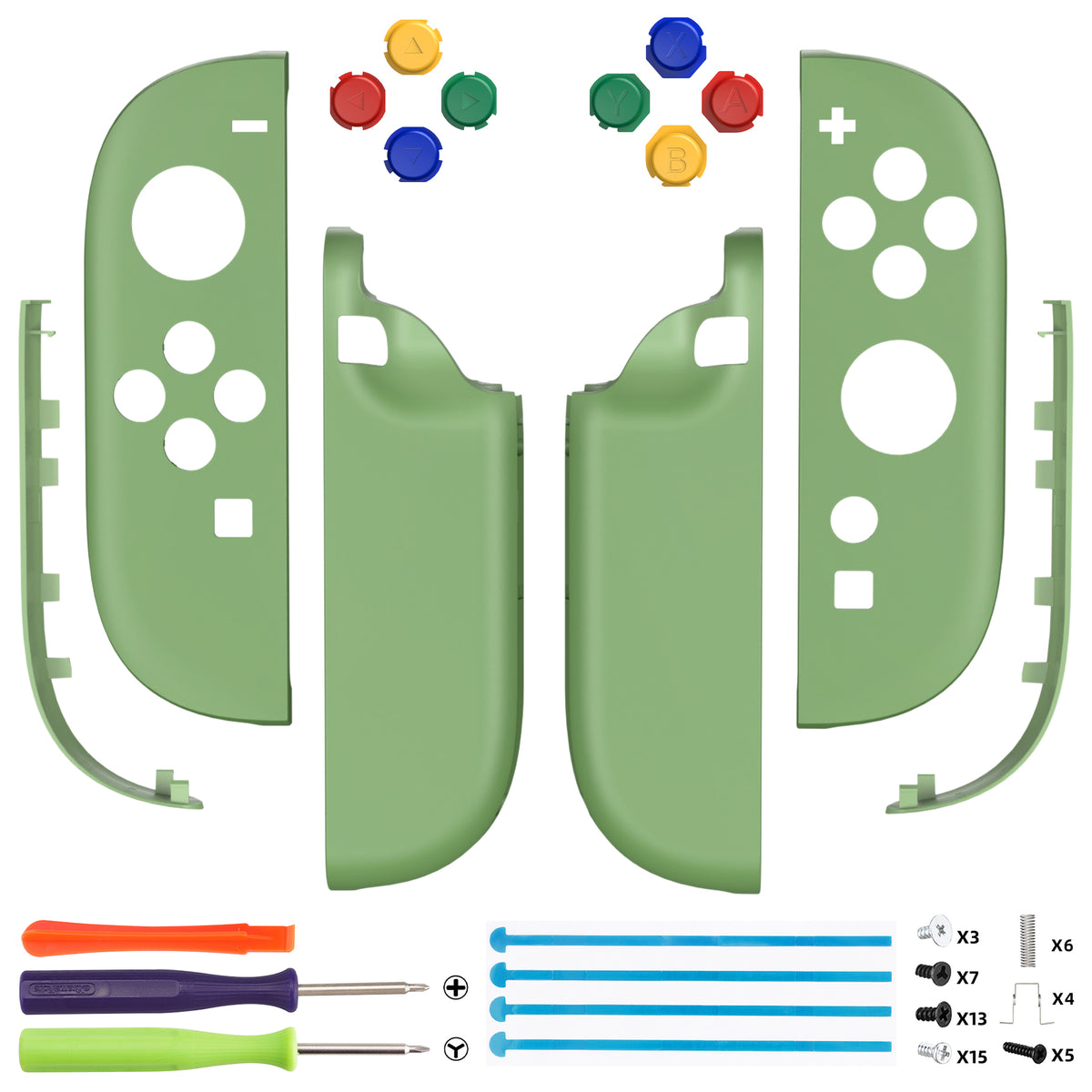 eXtremeRate DIY Replacement Full Set Shell Case with Buttons for Joycon 2 of Nintendo Switch 2 - Essence Version - Matcha Green