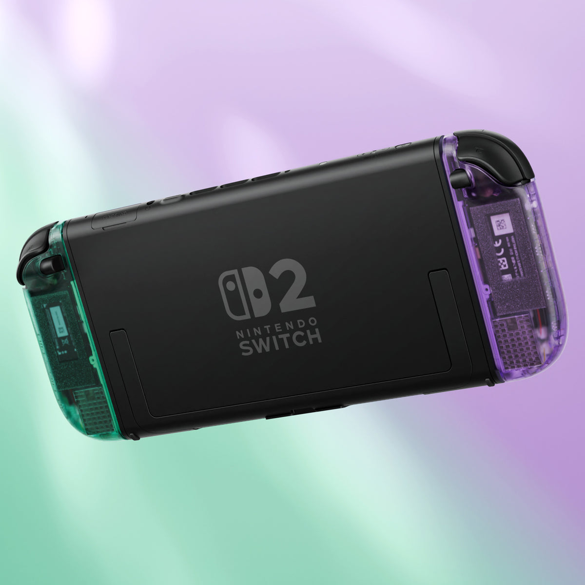 eXtremeRate DIY Replacement Full Set Shell Case with Buttons for Joycon 2 of Nintendo Switch 2 - Essence Version - Clear Purple & Green