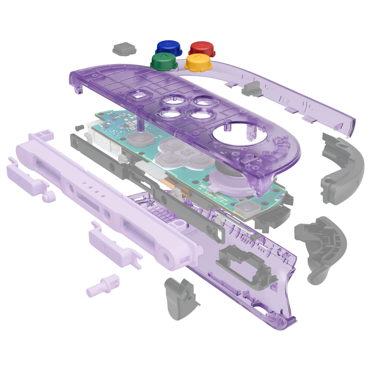 eXtremeRate DIY Replacement Full Set Shell Case with Buttons for Joycon 2 of Nintendo Switch 2 - Essence Version - Clear Purple & Green