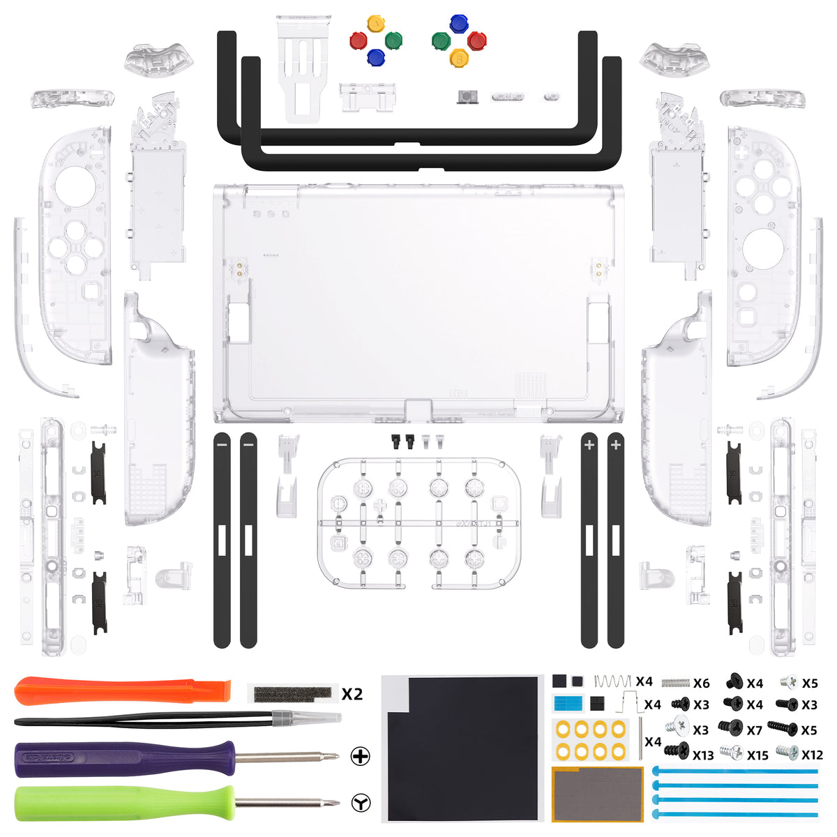 eXtremeRate DIY Replacement Full Set Shells with Buttons for Nintendo Switch 2 - Deluxe Version - Clear