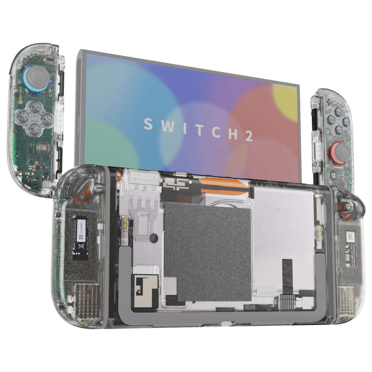 eXtremeRate DIY Replacement Full Set Shells with Buttons for Nintendo Switch 2 - Deluxe Version - Clear