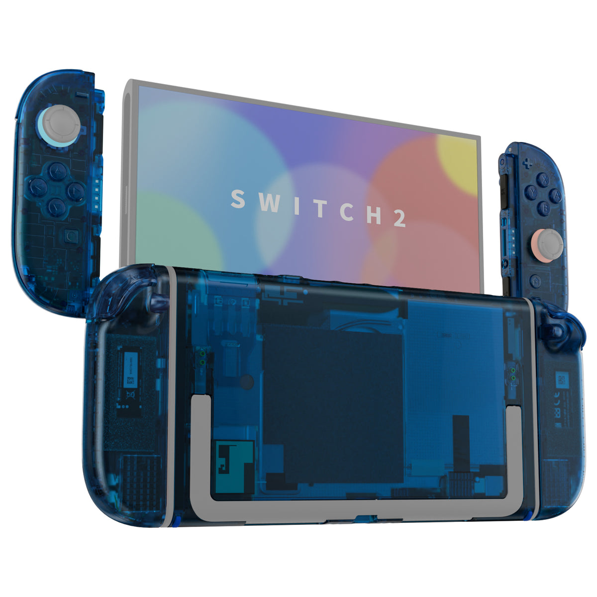 eXtremeRate DIY Replacement Full Set Shells with Buttons for Nintendo Switch 2 - Deluxe Version - Clear Blue