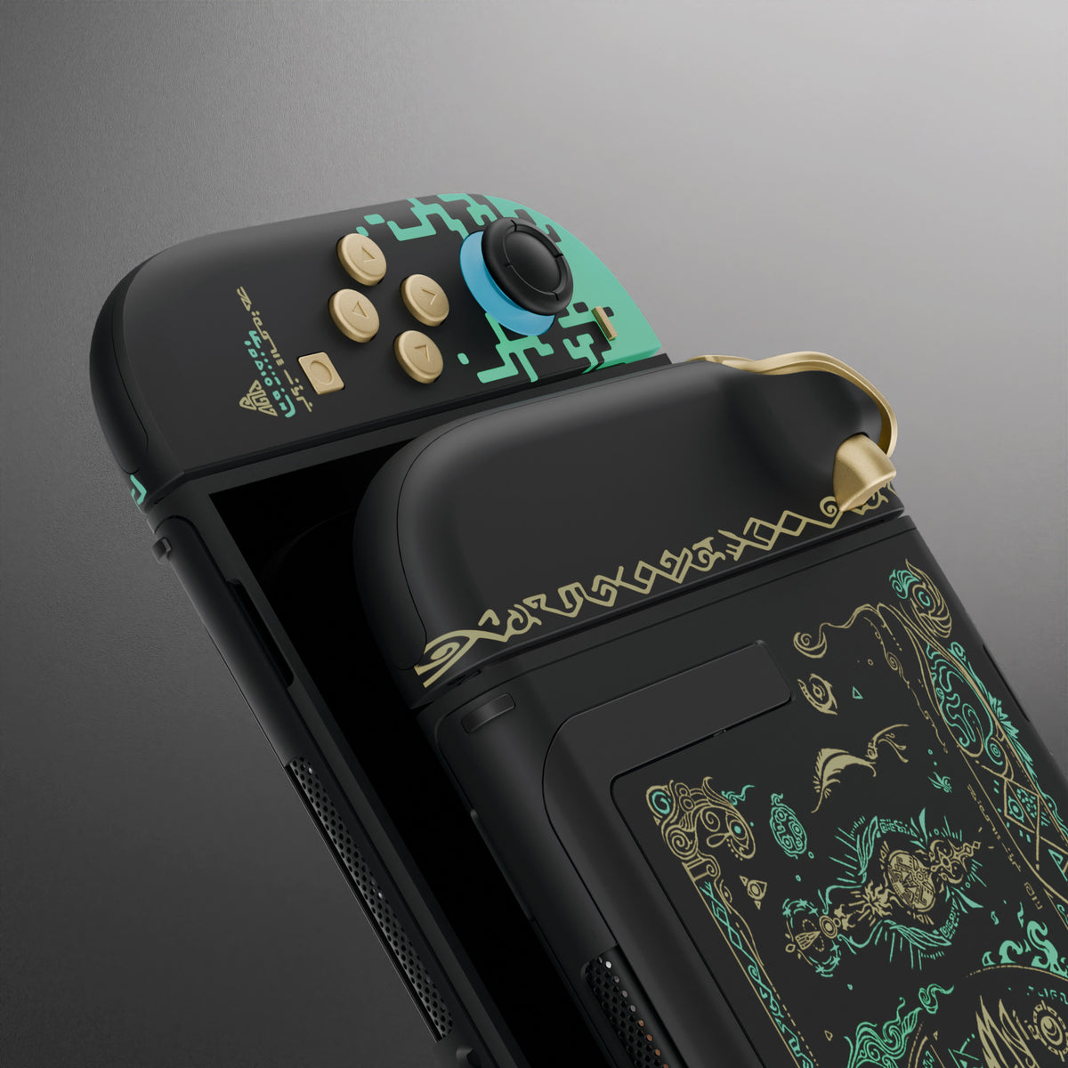 eXtremeRate DIY Replacement Full Set Shells with Buttons for Nintendo Switch 2 - Deluxe Version - Glow in Dark - Totem of Kingdom Black