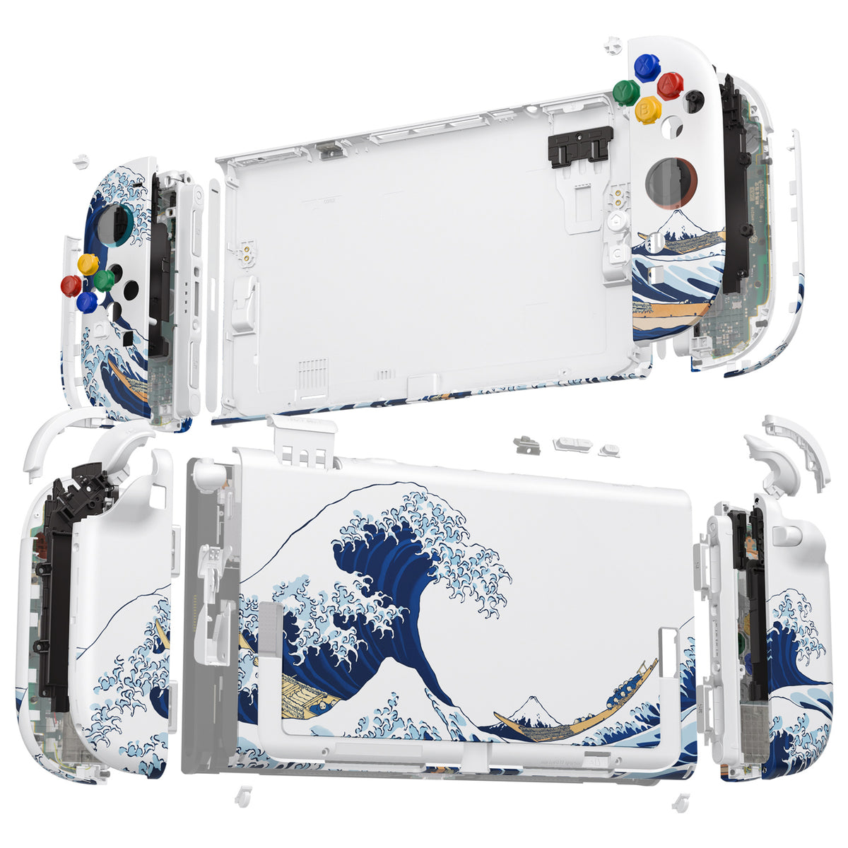 eXtremeRate DIY Replacement Full Set Shells with Buttons for Nintendo Switch 2 - Deluxe Version - The Great Wave