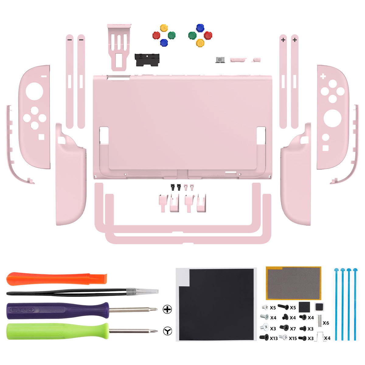 eXtremeRate DIY Replacement Full Set Shells with Buttons for Nintendo Switch 2 - Essence Version - Cherry Blossoms Pink