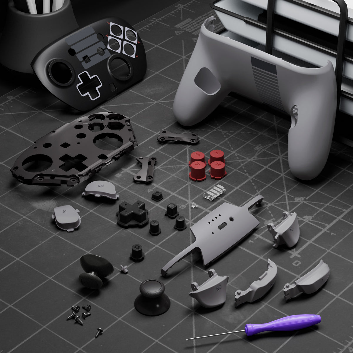 eXtremeRate DIY Replacement Full Set Shells with Buttons for Nintendo Switch 2 Pro Controller - Classic NES Style