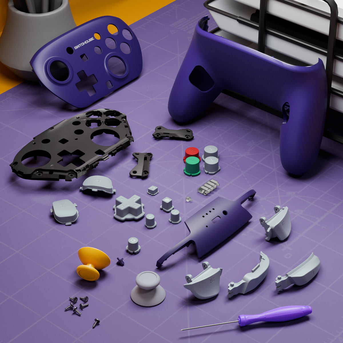 eXtremeRate DIY Replacement Full Set Shells with Buttons for Nintendo Switch 2 Pro Controller - Classic SwitchCube Style
