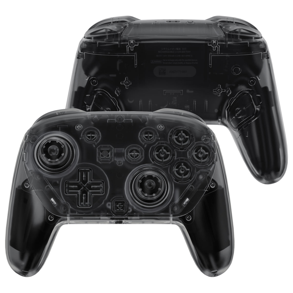 eXtremeRate DIY Replacement Full Set Shells with Buttons for Nintendo Switch 2 Pro Controller - Clear Slate Black