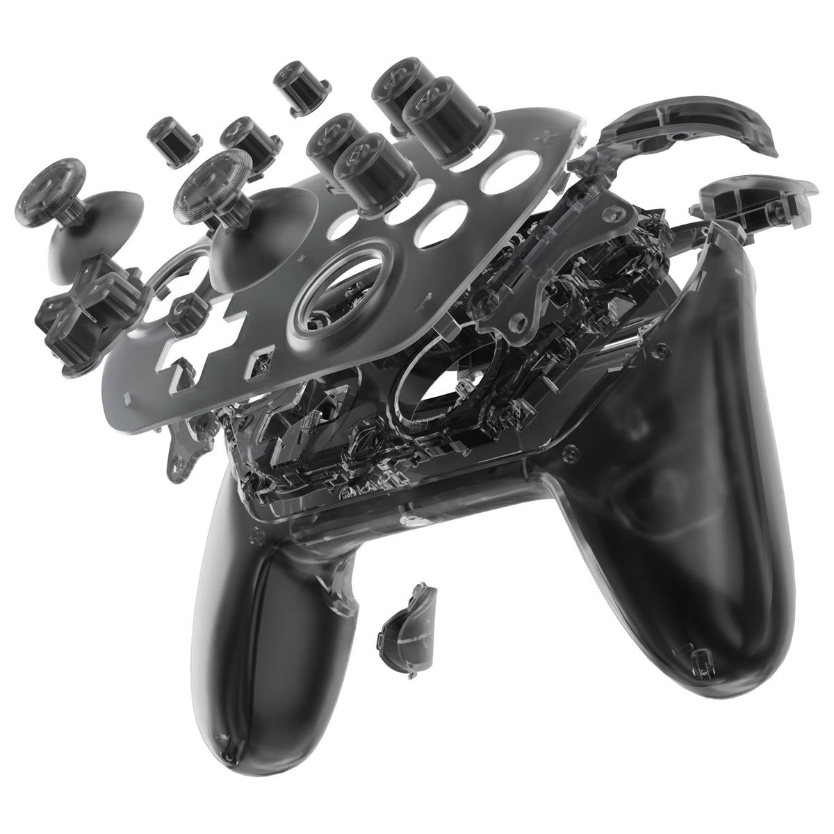 eXtremeRate DIY Replacement Full Set Shells with Buttons for Nintendo Switch 2 Pro Controller - Clear Slate Black