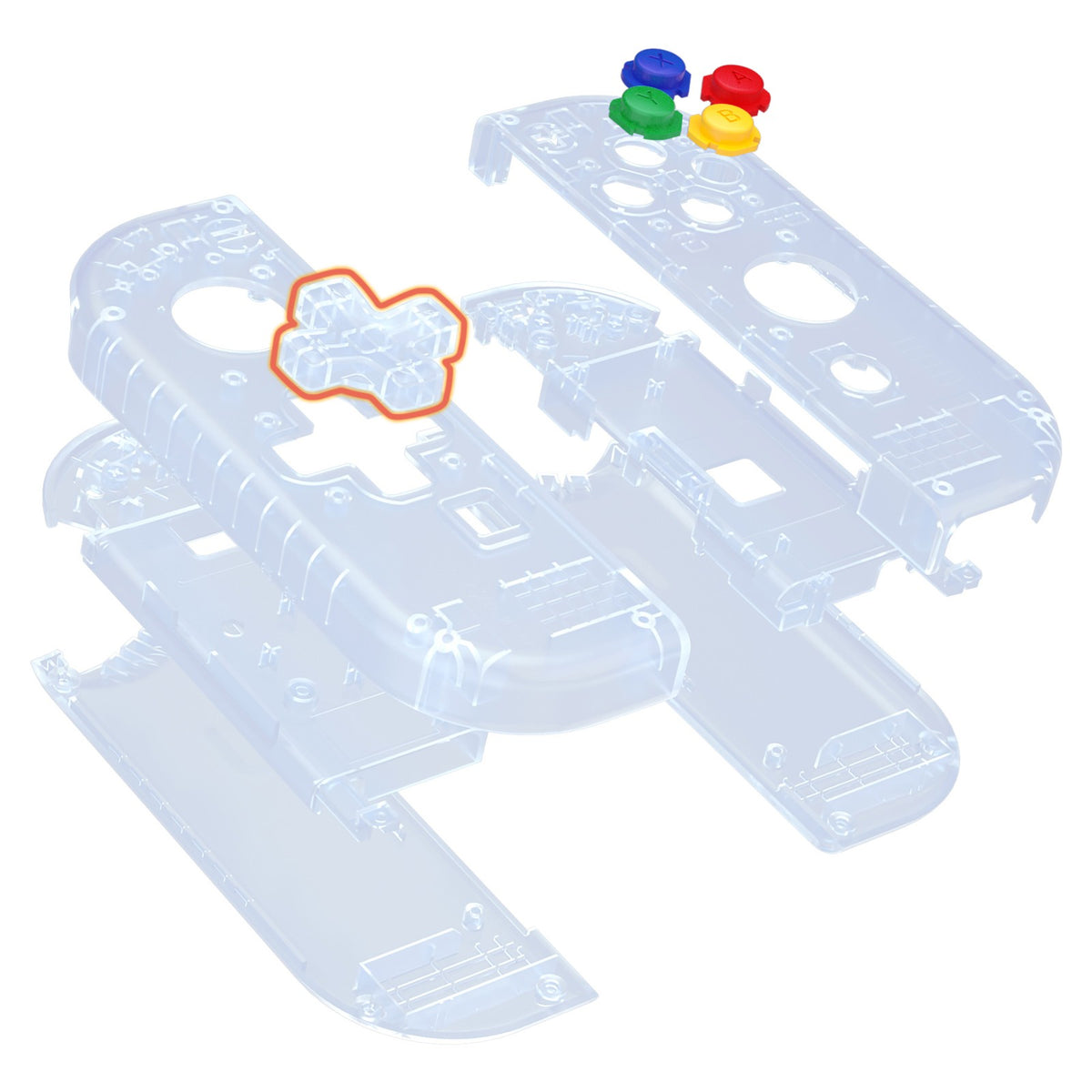 eXtremeRate Dpad Version Replacement Full Set Shell Case with Buttons for Joycon of NS Switch - Clear Glacier Blue