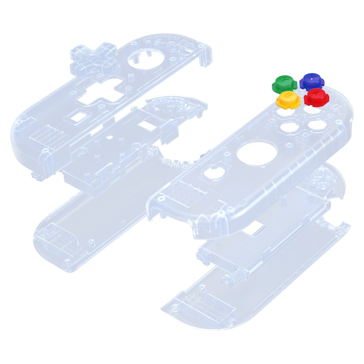 eXtremeRate Dpad Version Replacement Full Set Shell Case with Buttons for Joycon of NS Switch - Clear Glacier Blue