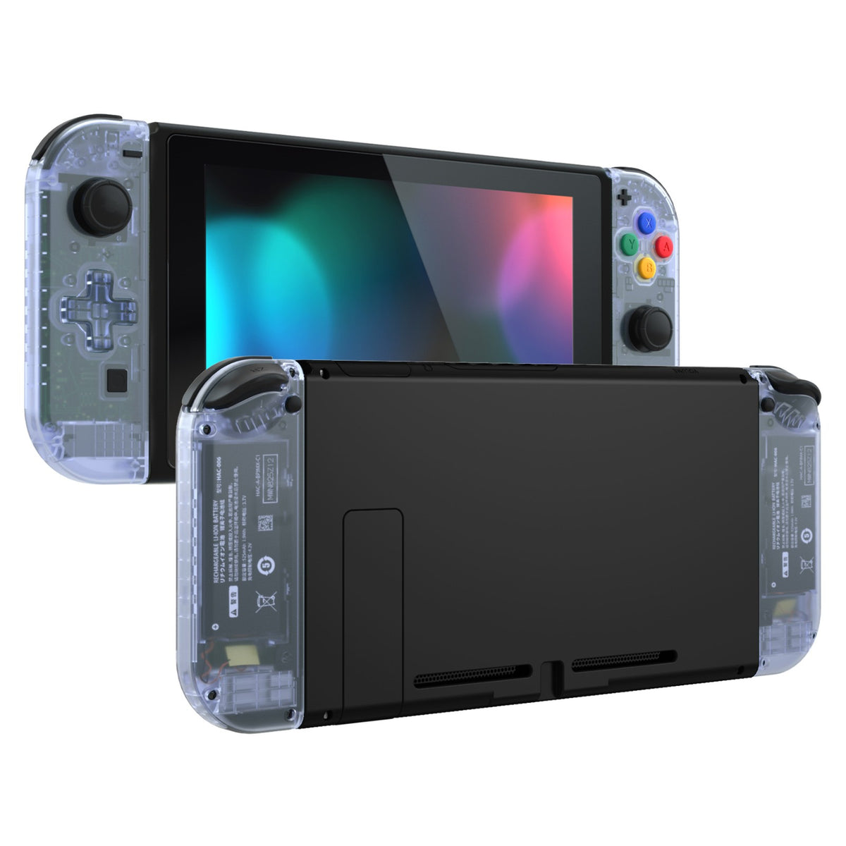 eXtremeRate Dpad Version Replacement Full Set Shell Case with Buttons for Joycon of NS Switch - Clear Glacier Blue