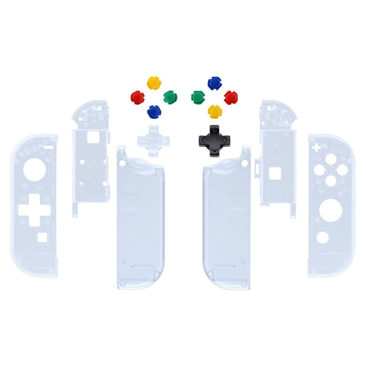 eXtremeRate Dpad Version Replacement Full Set Shell Case with Buttons for Joycon of NS Switch - Clear Glacier Blue