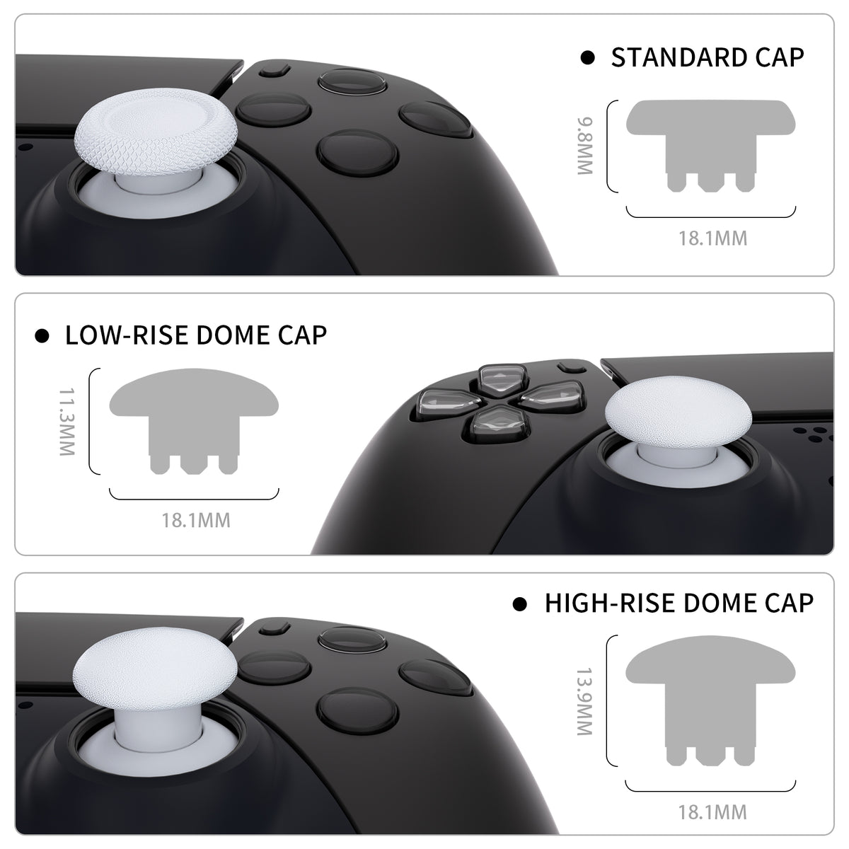 eXtremeRate EDGE Sticks Replacement Interchangeable Thumbsticks for PS5 & PS5 Edge & PS4 All Model Controllers - Robot White