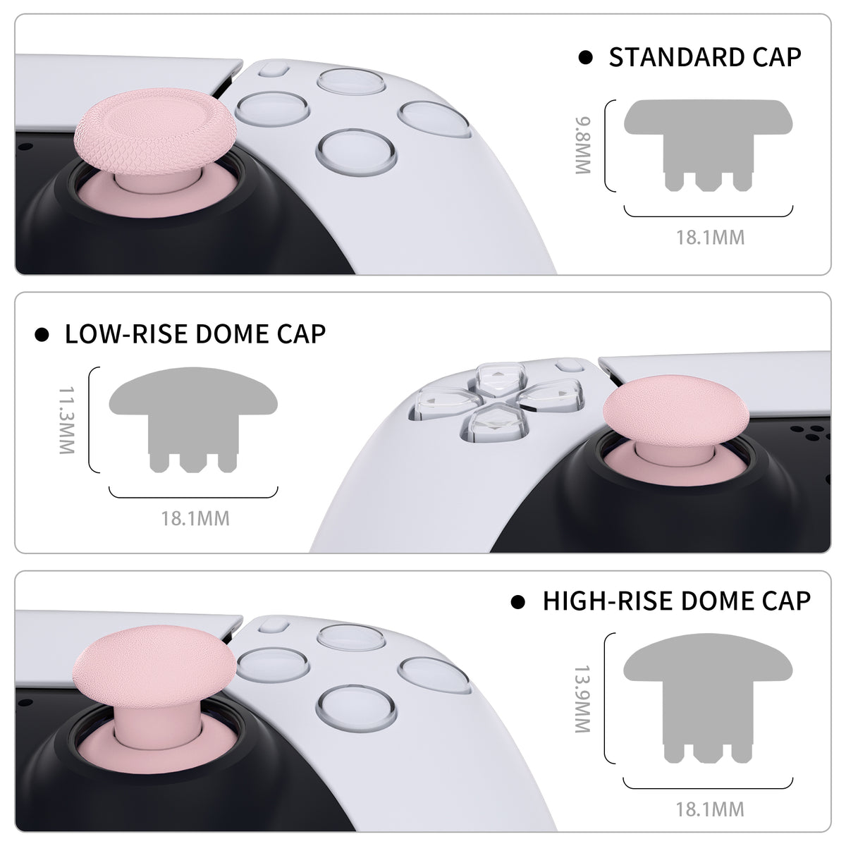 eXtremeRate EDGE Sticks Replacement Interchangeable Thumbsticks for PS5 & PS5 Edge & PS4 All Model Controllers - Cherry Blossoms