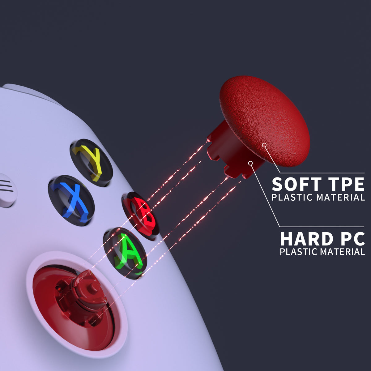 EDGE Sticks Replacement Interchangeable Thumbsticks for Xbox Series X/S & Xbox Core & Xbox One X/S & Xbox Elite V1 & NS Switch Pro Controller - Carmine Red eXtremeRate