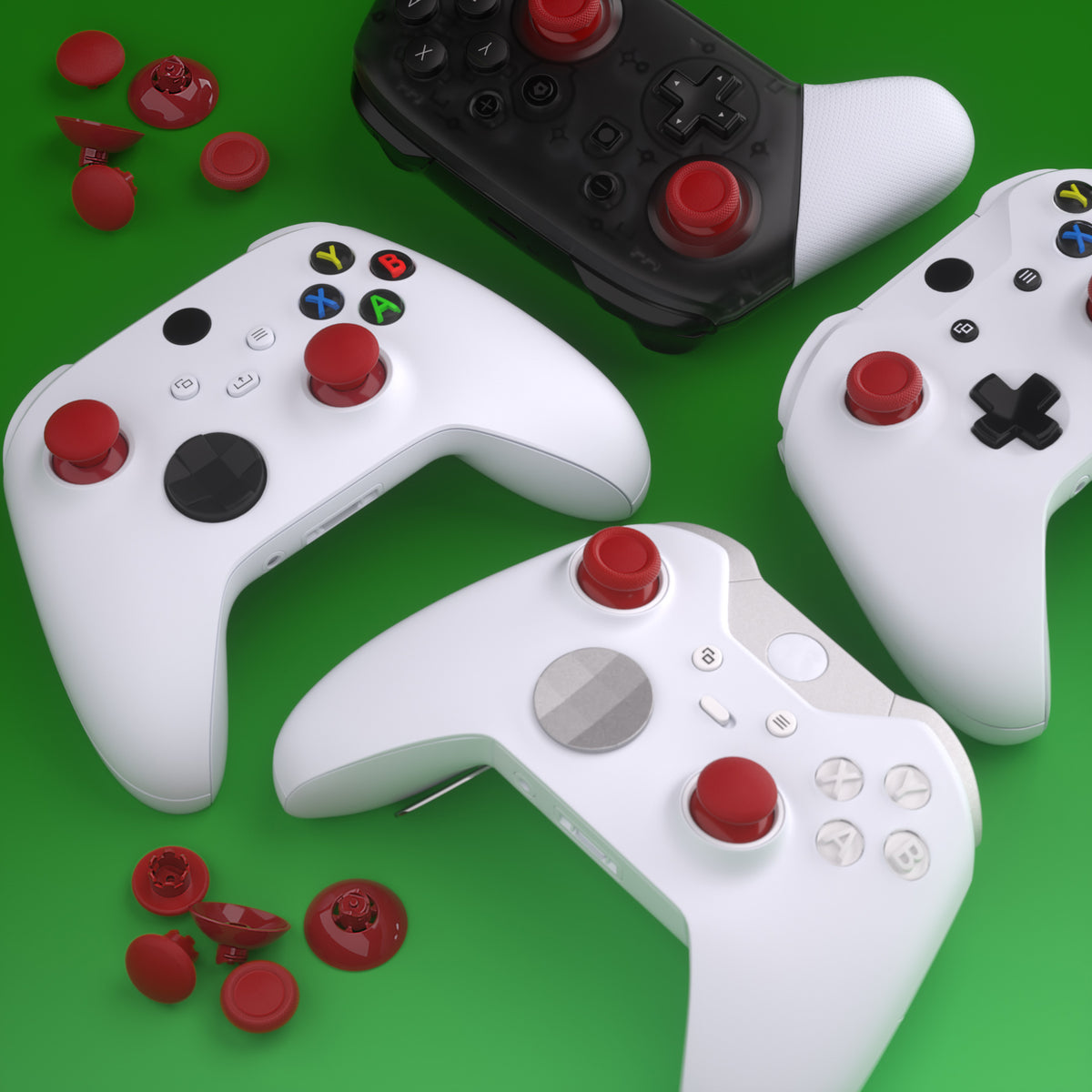 EDGE Sticks Replacement Interchangeable Thumbsticks for Xbox Series X/S & Xbox Core & Xbox One X/S & Xbox Elite V1 & NS Switch Pro Controller - Carmine Red eXtremeRate