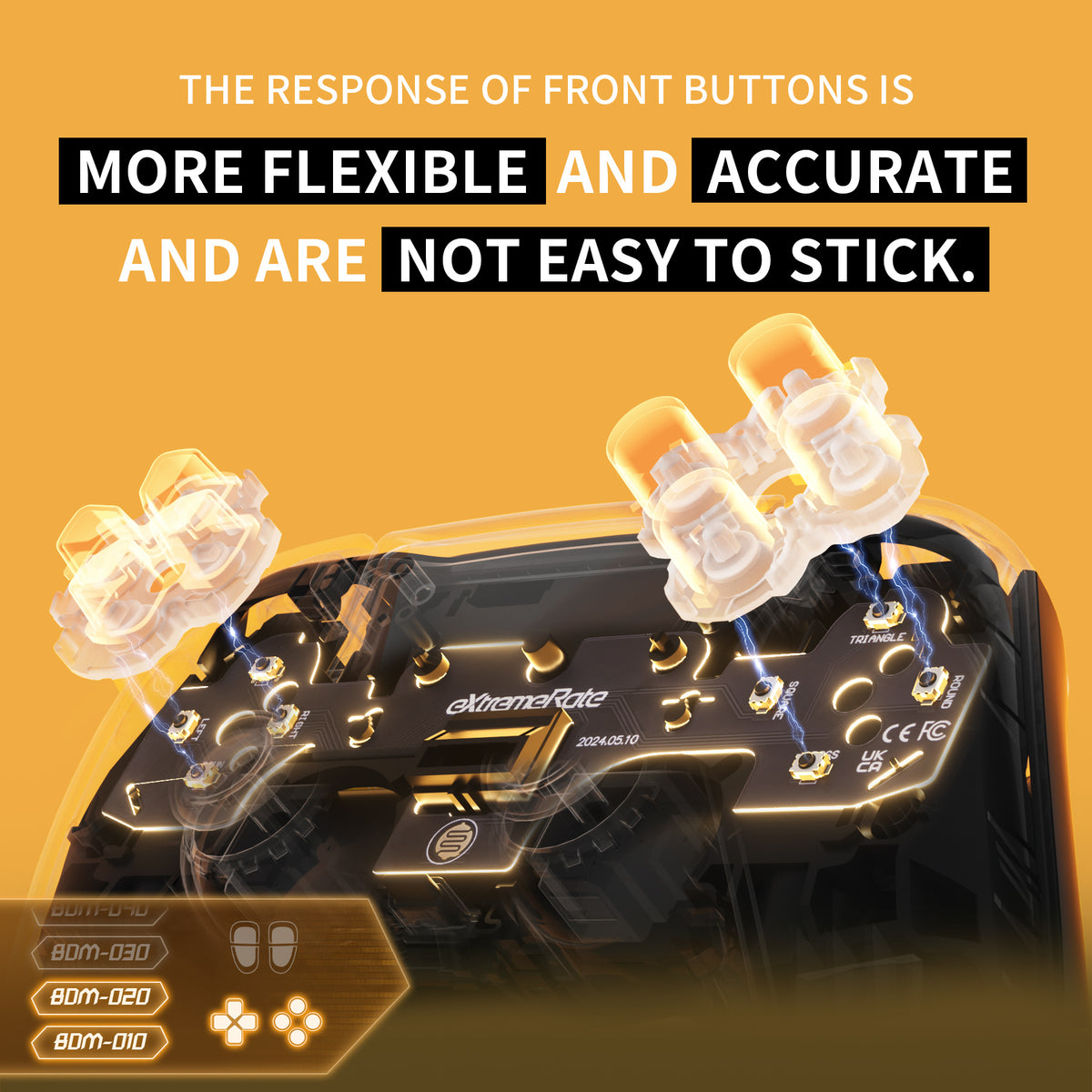 eXtremeRate Face Clicky Kit V3 for PS5 Controller BDM-010 & BDM-020, Custom Hard Silicone Tactile Switch Dpad Action Buttons for PS5 Controller