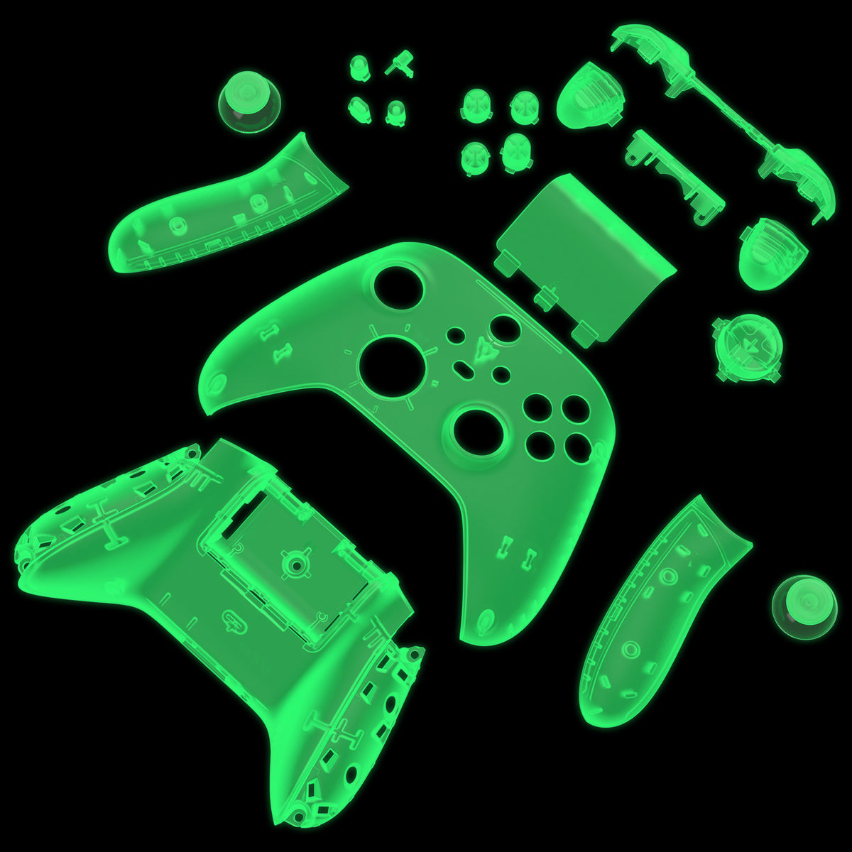 eXtremeRate Full Set Housing Shell Case with Buttons for Xbox Series X & S Controller - Glow in Dark - Green