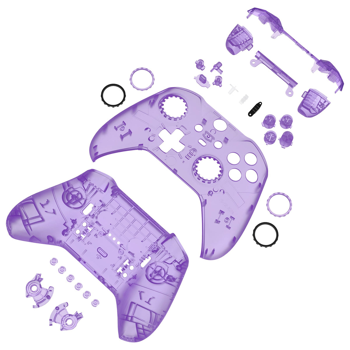 eXtremeRate Full Set Shell with Buttons for Xbox One Elite Series 2 & Elite 2 Core Controller (Model 1797) - Clear Atomic Purple eXtremeRate