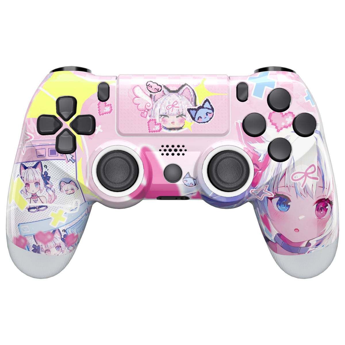 eXtremeRate Ghost Redesigned Front Housing Shell with Touch Pad Compatible with PS4 Slim Pro Controller JDM-040/050/055 - MeWoow