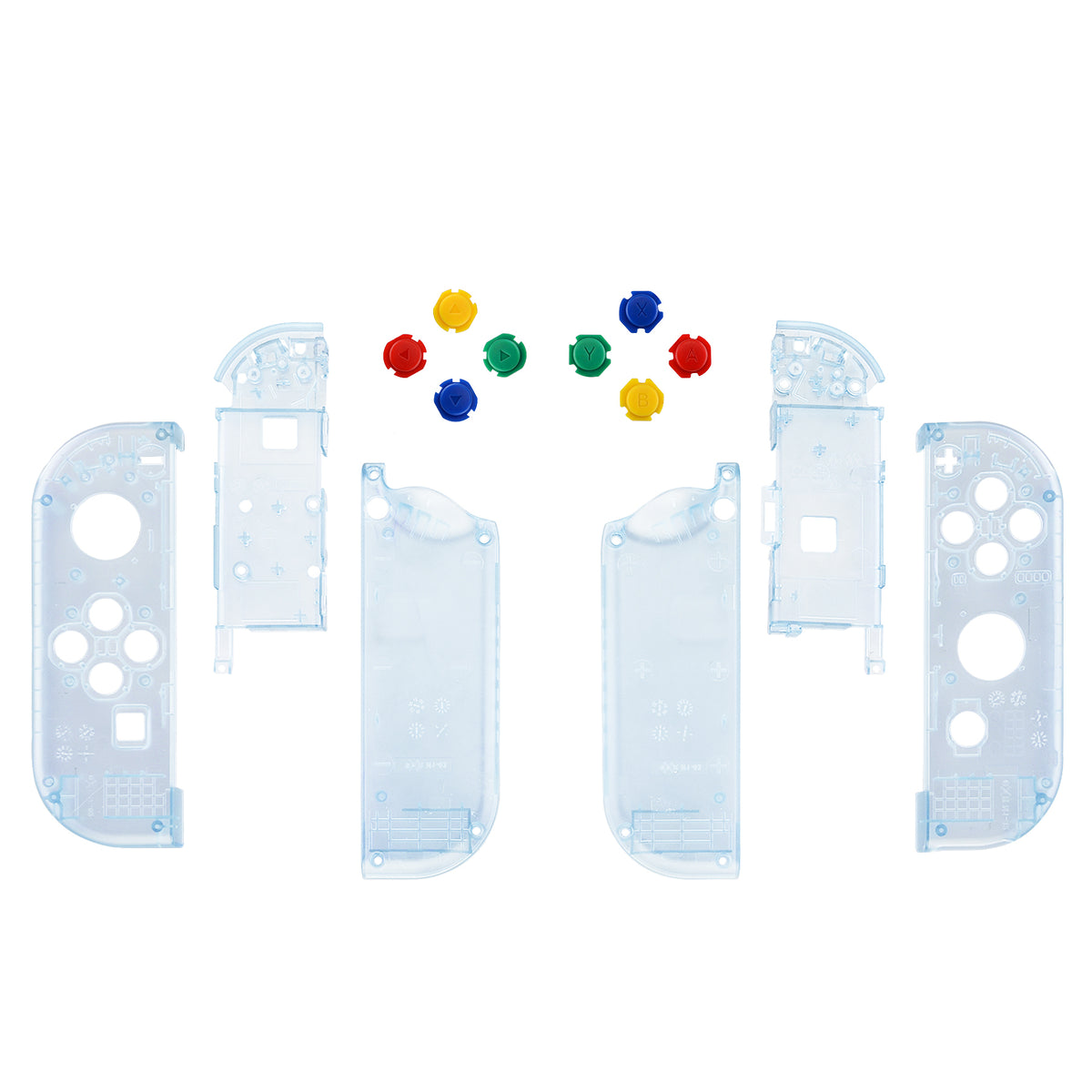 eXtremeRate Replacement Full Set Shell Case with Buttons for Joycon of NS Switch - Clear Glacier Blue