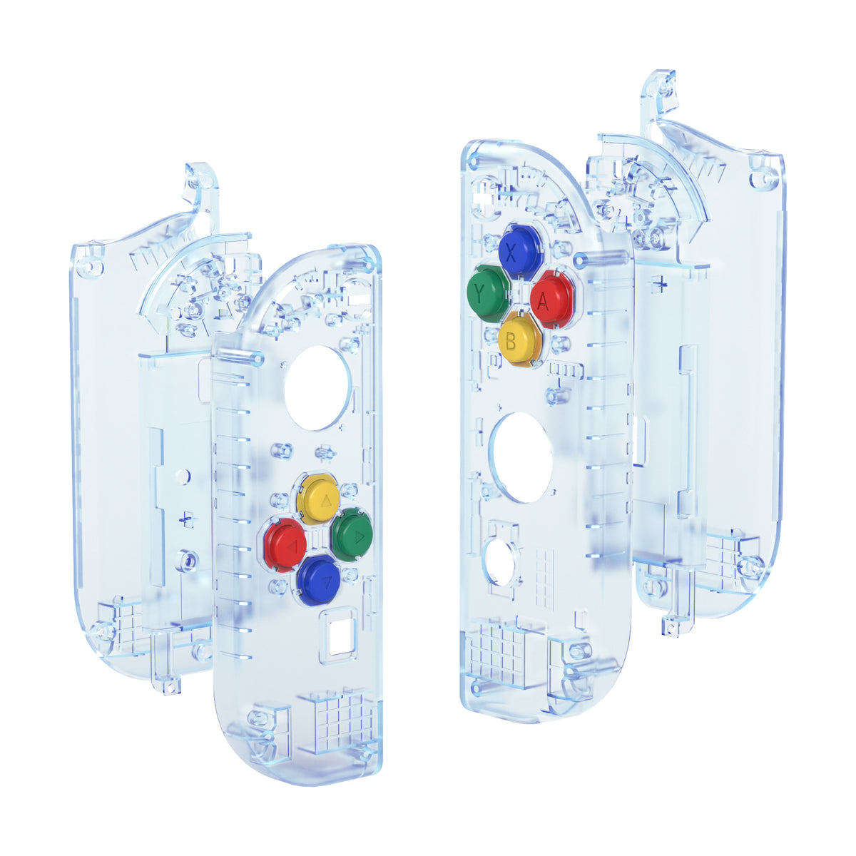 eXtremeRate Replacement Full Set Shell Case with Buttons for Joycon of NS Switch - Clear Glacier Blue