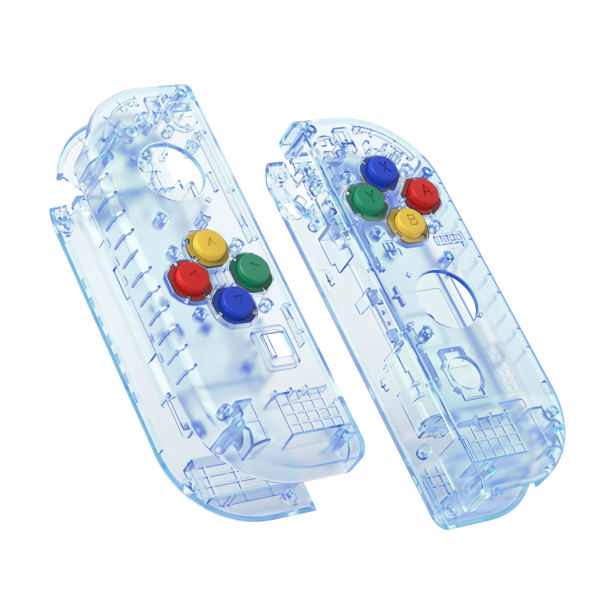 eXtremeRate Replacement Full Set Shell Case with Buttons for Joycon of NS Switch - Clear Glacier Blue
