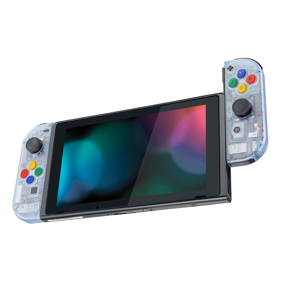 eXtremeRate Replacement Full Set Shell Case with Buttons for Joycon of NS Switch - Clear Glacier Blue