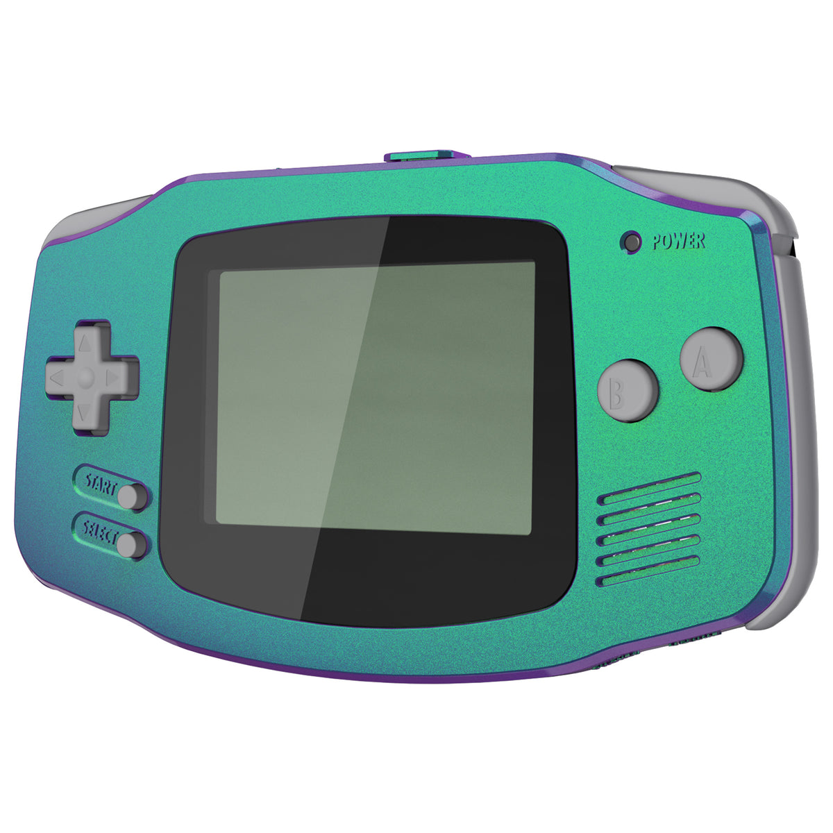 eXtremeRate IPS Ready Upgraded GBA Replacement Full Set Shells with Buttons for Gameboy Advance, Compatible with Both IPS & Standard LCD - Chameleon Green Purple