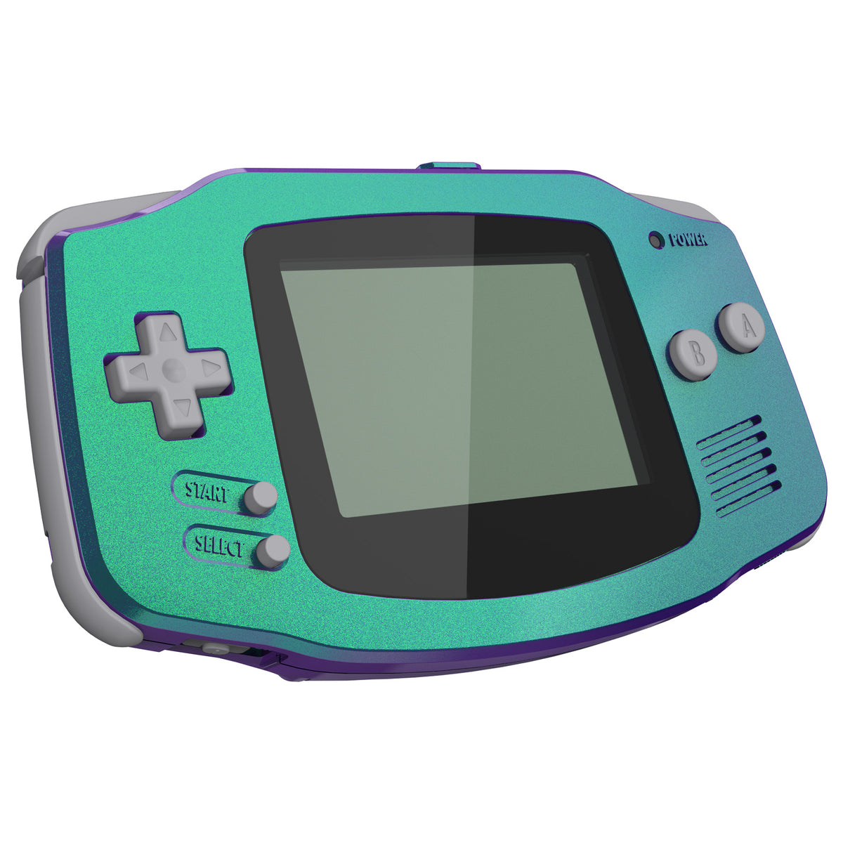 eXtremeRate IPS Ready Upgraded GBA Replacement Full Set Shells with Buttons for Gameboy Advance, Compatible with Both IPS & Standard LCD - Chameleon Green Purple