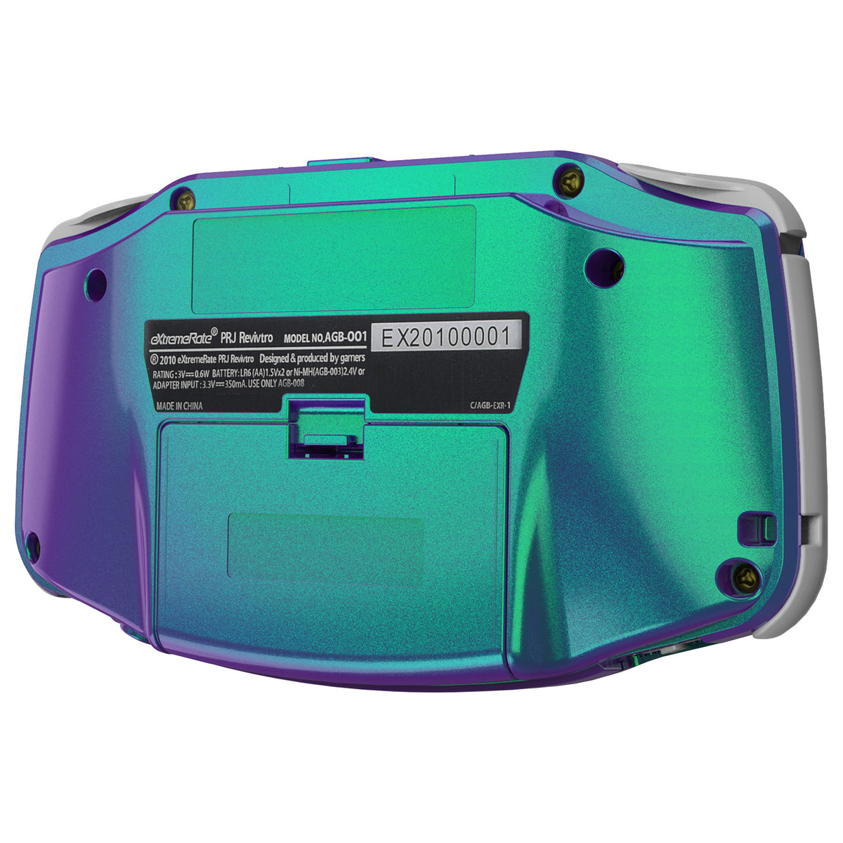 eXtremeRate IPS Ready Upgraded GBA Replacement Full Set Shells with Buttons for Gameboy Advance, Compatible with Both IPS & Standard LCD - Chameleon Green Purple