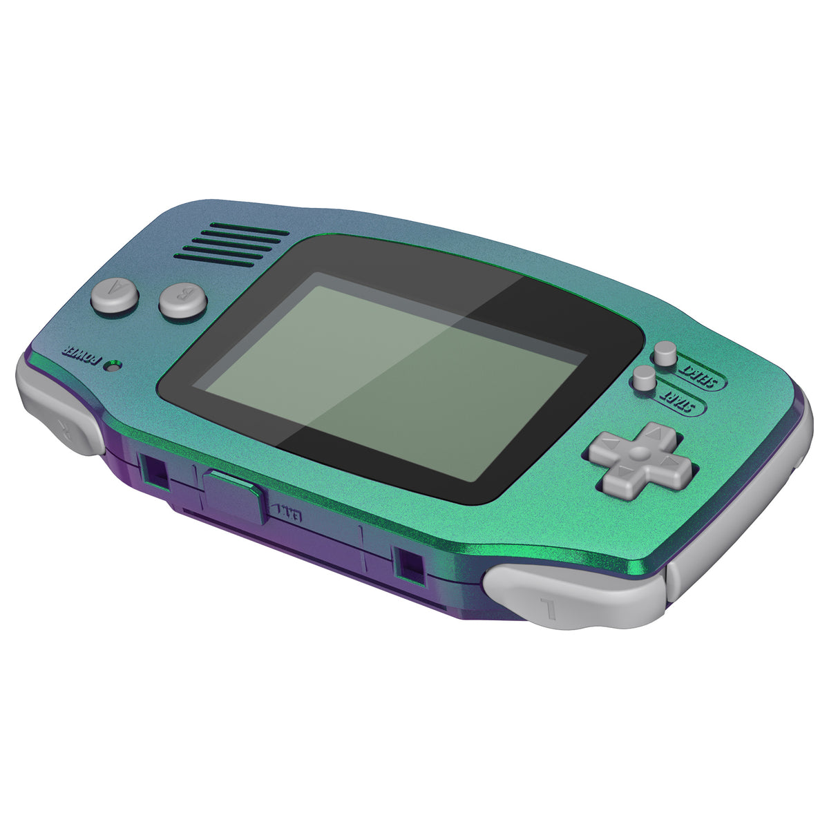eXtremeRate IPS Ready Upgraded GBA Replacement Full Set Shells with Buttons for Gameboy Advance, Compatible with Both IPS & Standard LCD - Chameleon Green Purple