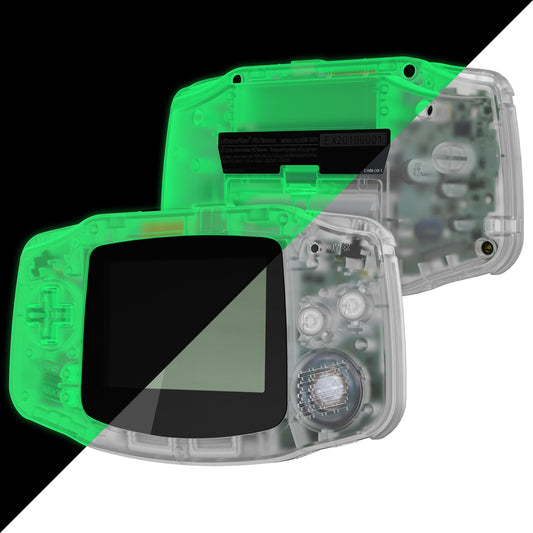 eXtremeRate IPS Ready Upgraded GBA Replacement Full Set Shells with Buttons for Gameboy Advance, Compatible with Both IPS & Standard LCD - Glow in Dark - Green