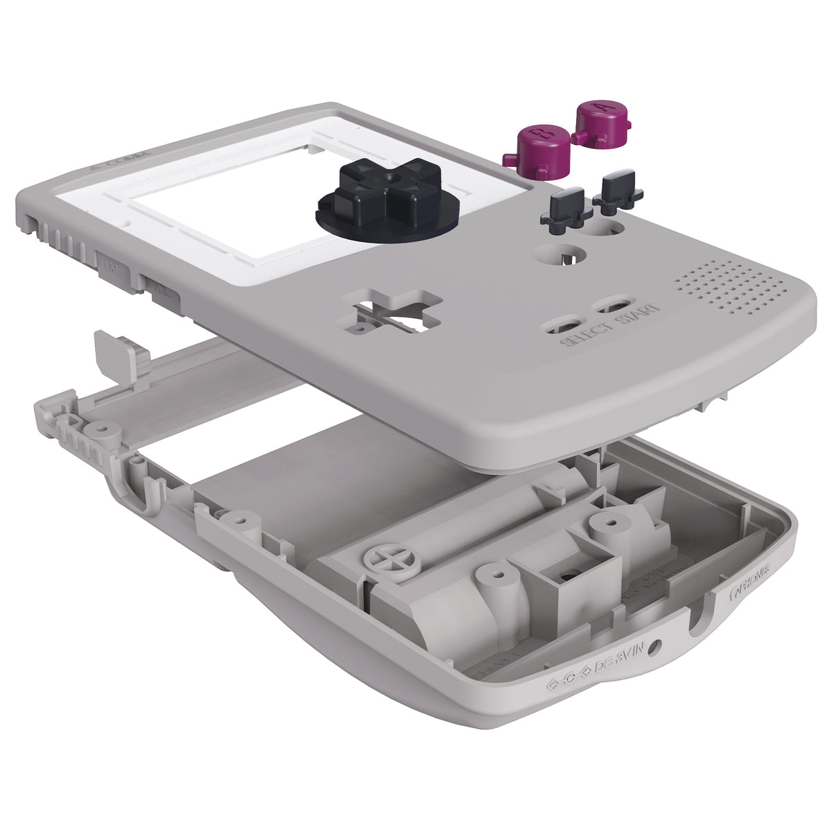 eXtremeRate IPS Ready Upgraded GBC Replacement Full Set Shells with Buttons for Gameboy Color, Compatible with GBC OSD IPS & Regular IPS & Standard LCD - Classic Gray