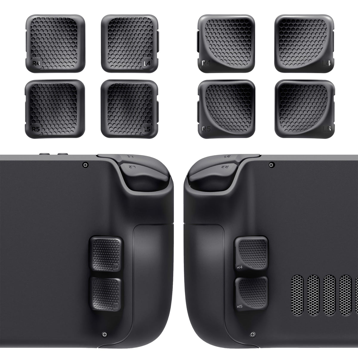 eXtremeRate Interchangeable Back Buttons Bottom Shell for Steam Deck LCD & OLED - with 2 Height Adjustable Buttons - Black eXtremeRate