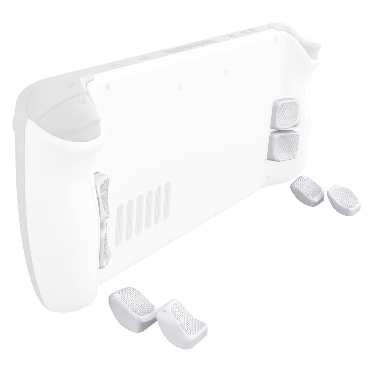 eXtremeRate Interchangeable Back Buttons Bottom Shell for Steam Deck LCD & OLED - with 2 Height Adjustable Buttons - Frosted White