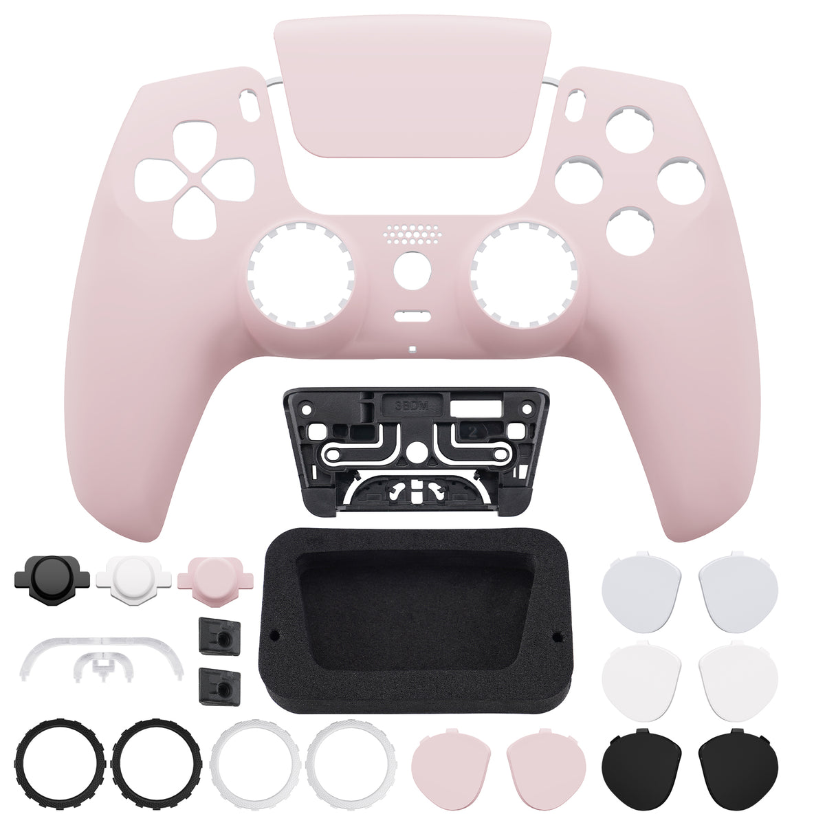eXtremeRate LUNA Redesigned Replacement Front Shell with Touchpad Compatible with PS5 Controller BDM-010/020/030/040/050/060 - Cherry Blossoms Pink