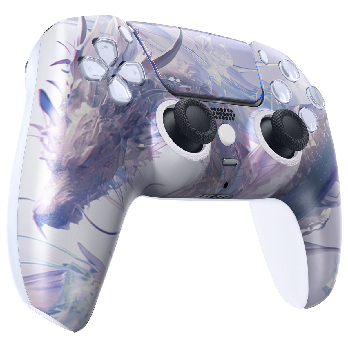 eXtremeRate LUNA Redesigned Replacement Front Shell with Touchpad Compatible with PS5 Controller BDM-010/020/030/040/050/060 - Crystal Dragon