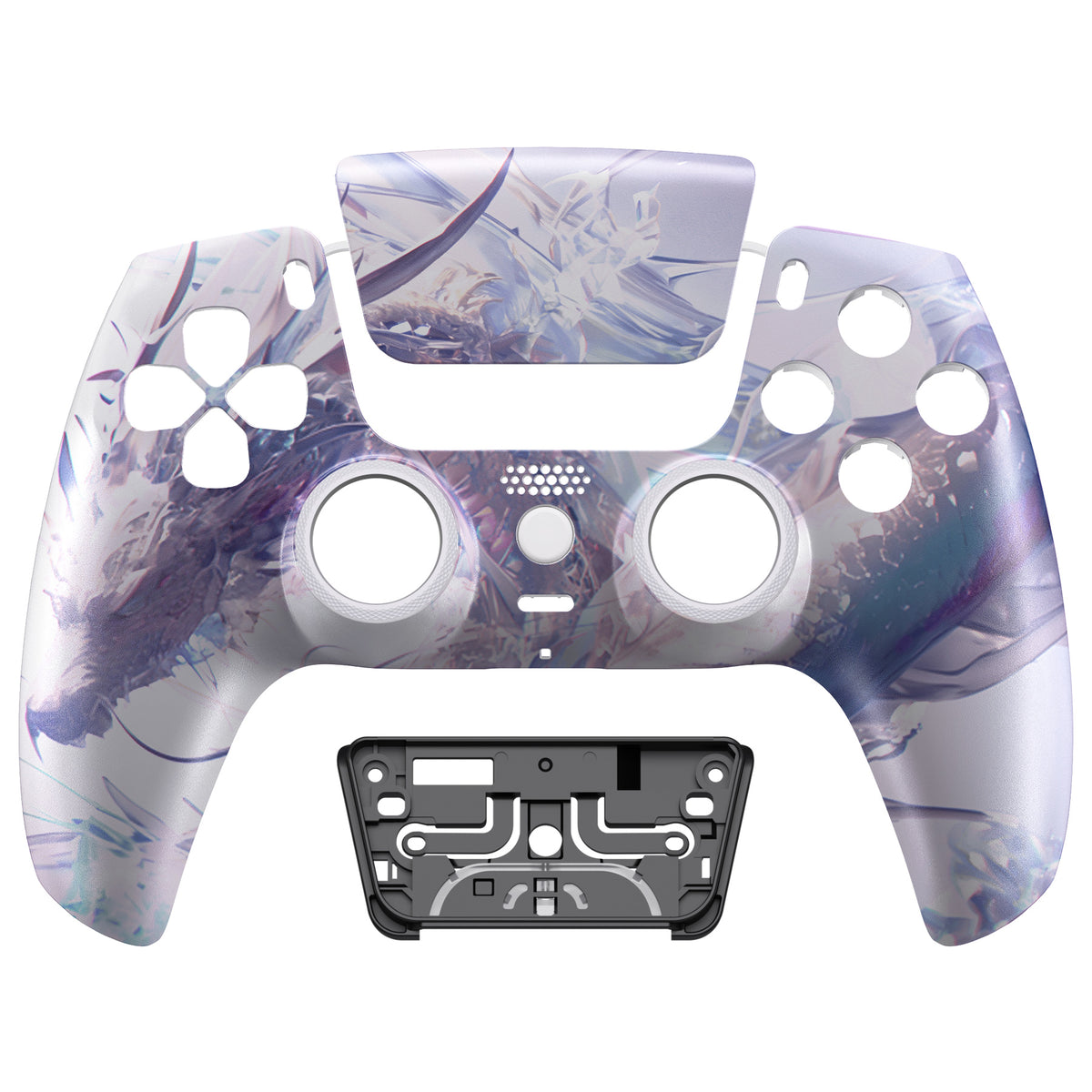 eXtremeRate LUNA Redesigned Replacement Front Shell with Touchpad Compatible with PS5 Controller BDM-010/020/030/040/050/060 - Crystal Dragon