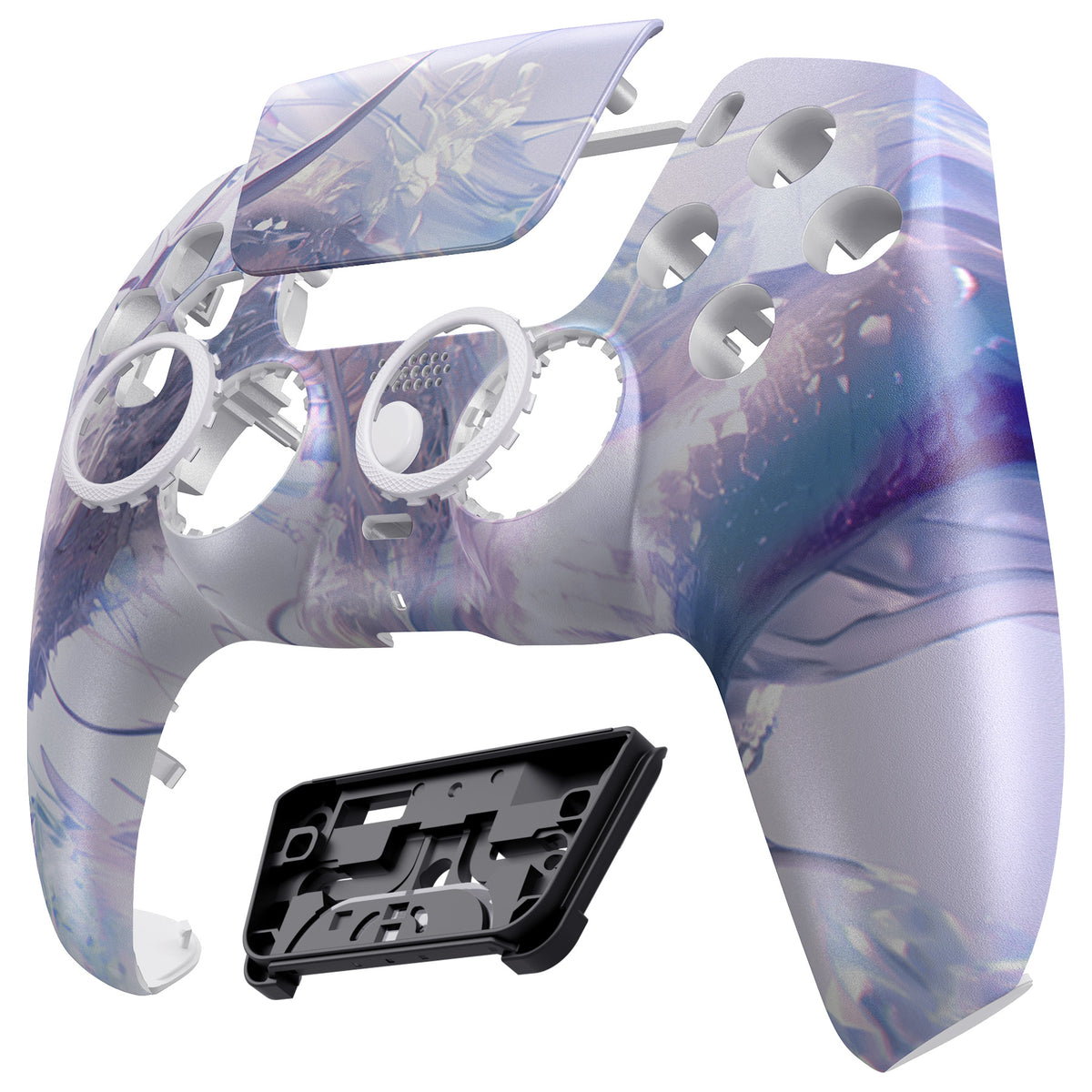 eXtremeRate LUNA Redesigned Replacement Front Shell with Touchpad Compatible with PS5 Controller BDM-010/020/030/040/050/060 - Crystal Dragon