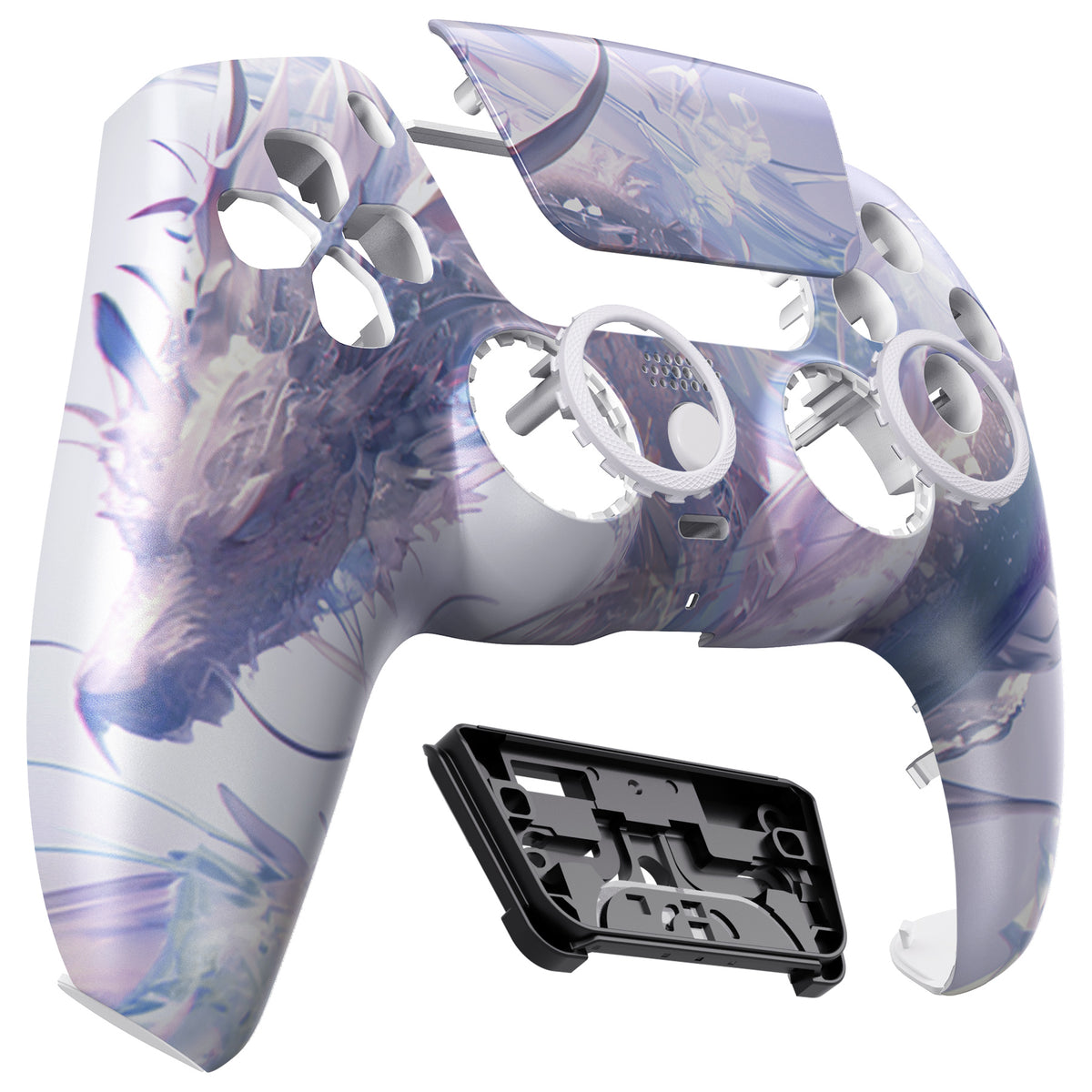 eXtremeRate LUNA Redesigned Replacement Front Shell with Touchpad Compatible with PS5 Controller BDM-010/020/030/040/050/060 - Crystal Dragon
