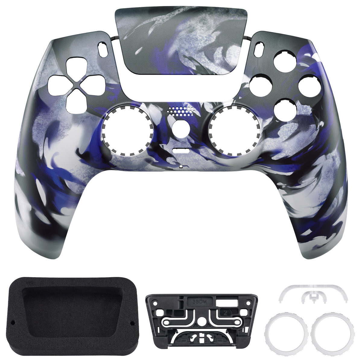 eXtremeRate LUNA Redesigned Replacement Front Shell with Touchpad Compatible with PS5 Controller BDM-010/020/030/040/050/060 - Shadow Magic