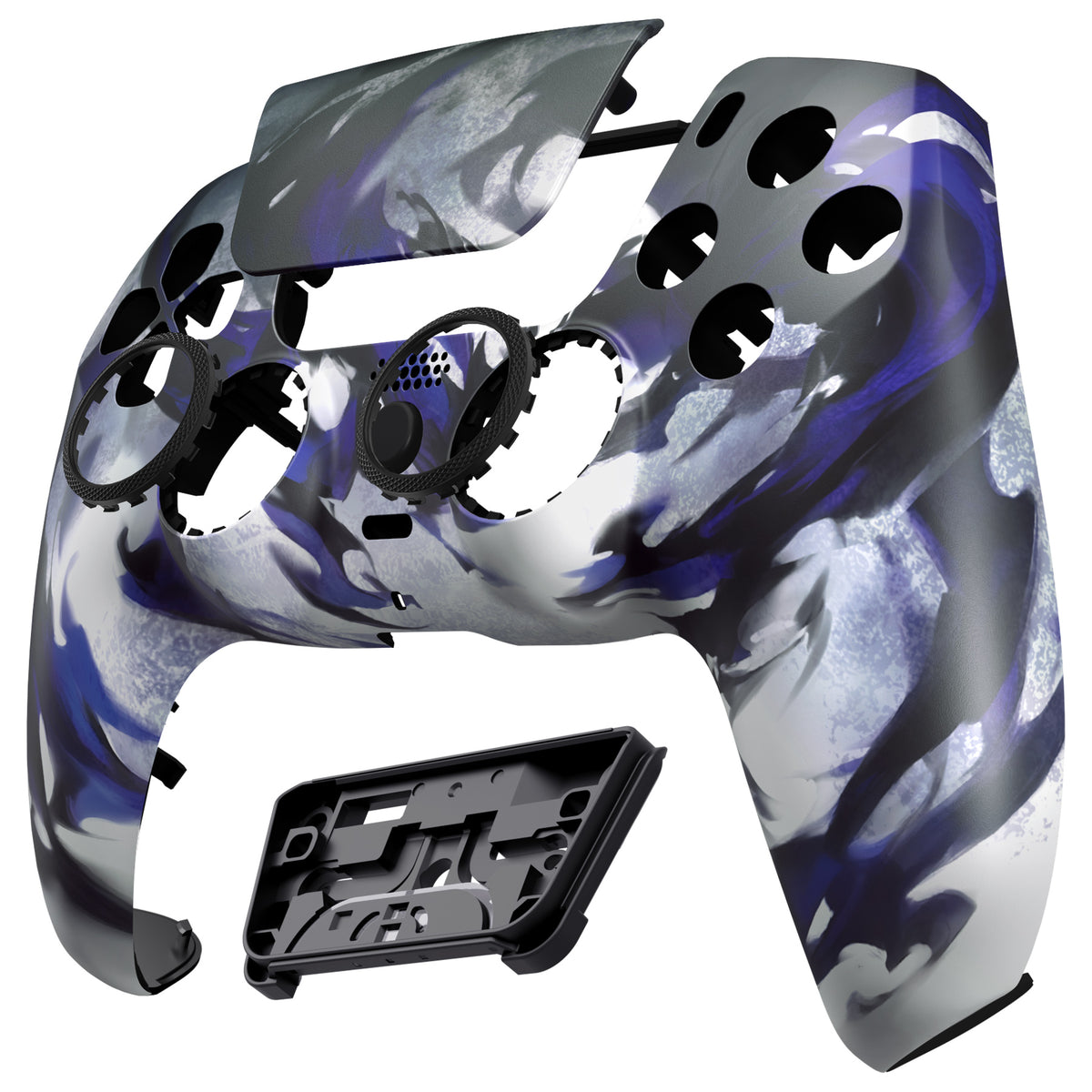eXtremeRate LUNA Redesigned Replacement Front Shell with Touchpad Compatible with PS5 Controller BDM-010/020/030/040/050/060 - Shadow Magic