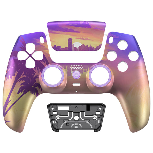 eXtremeRate LUNA Redesigned Replacement Front Shell with Touchpad Compatible with PS5 Controller BDM-010/020/030/040/050/060 - Neon Miami
