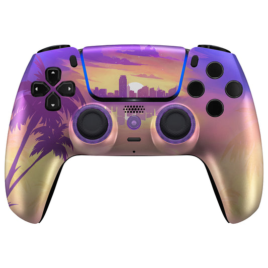 eXtremeRate LUNA Redesigned Replacement Front Shell with Touchpad Compatible with PS5 Controller BDM-010/020/030/040/050/060 - Neon Miami