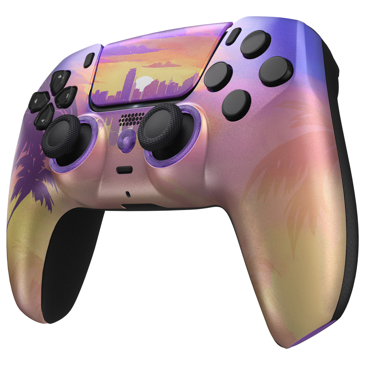 eXtremeRate LUNA Redesigned Replacement Front Shell with Touchpad Compatible with PS5 Controller BDM-010/020/030/040/050/060 - Neon Miami