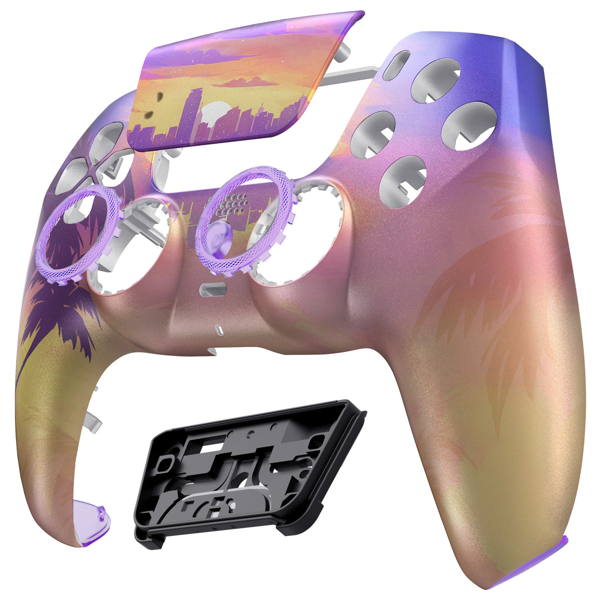 eXtremeRate LUNA Redesigned Replacement Front Shell with Touchpad Compatible with PS5 Controller BDM-010/020/030/040/050/060 - Neon Miami
