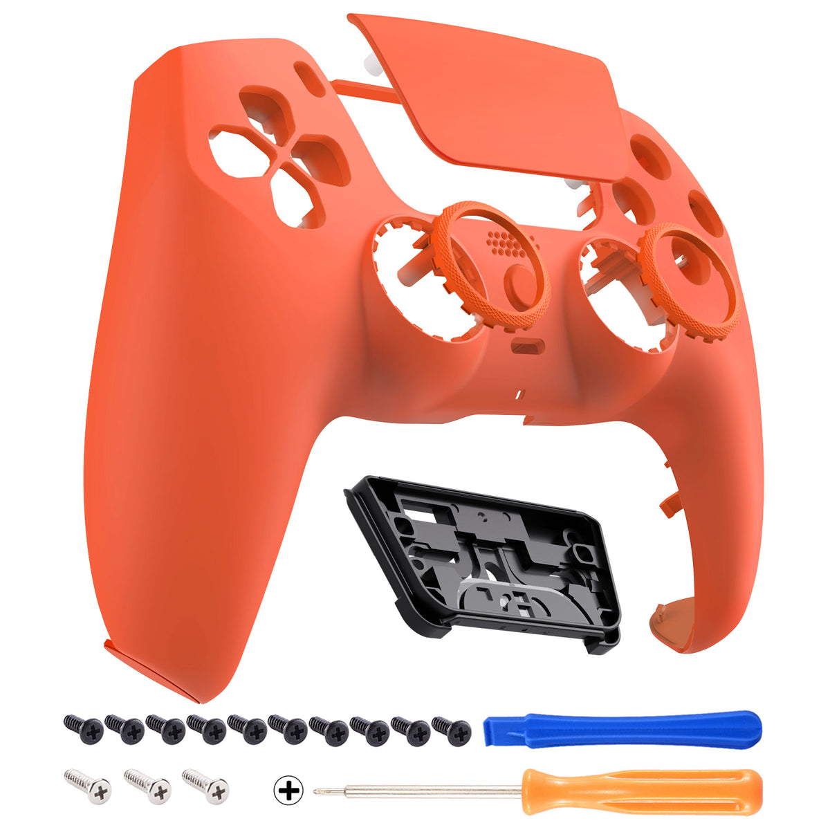 eXtremeRate LUNA Redesigned Replacement Front Shell with Touchpad Compatible with PS5 Controller BDM-010/020/030/040/050/060 - Orange